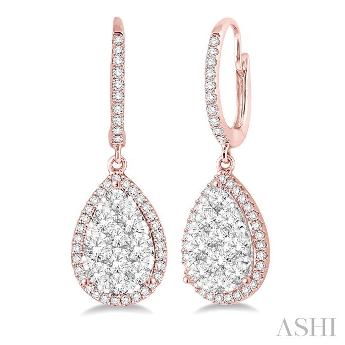 PEAR SHAPE HALO LOVEBRIGHT ESSENTIAL DIAMOND EARRINGS