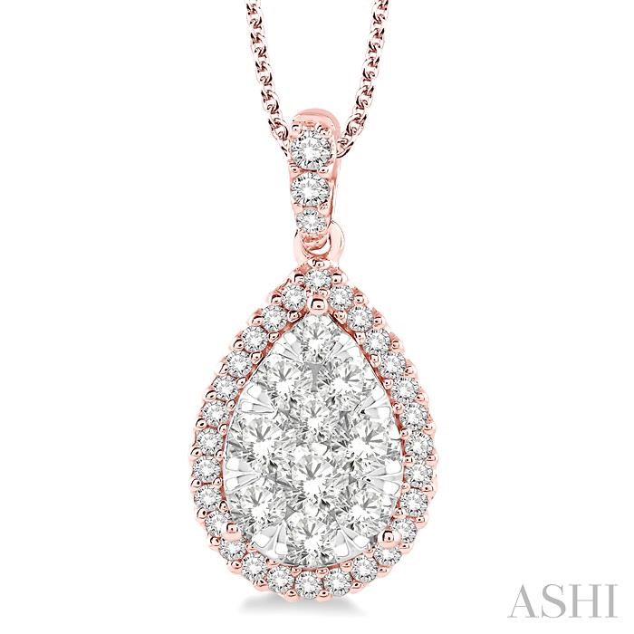 Pear Shape Halo Lovebright Essential Diamond Pendant