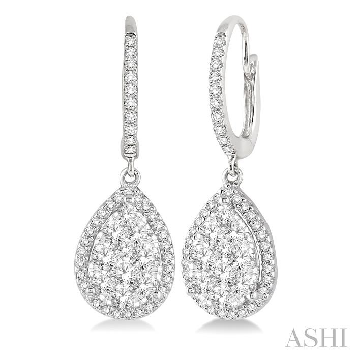 PEAR SHAPE HALO LOVEBRIGHT ESSENTIAL DIAMOND EARRINGS