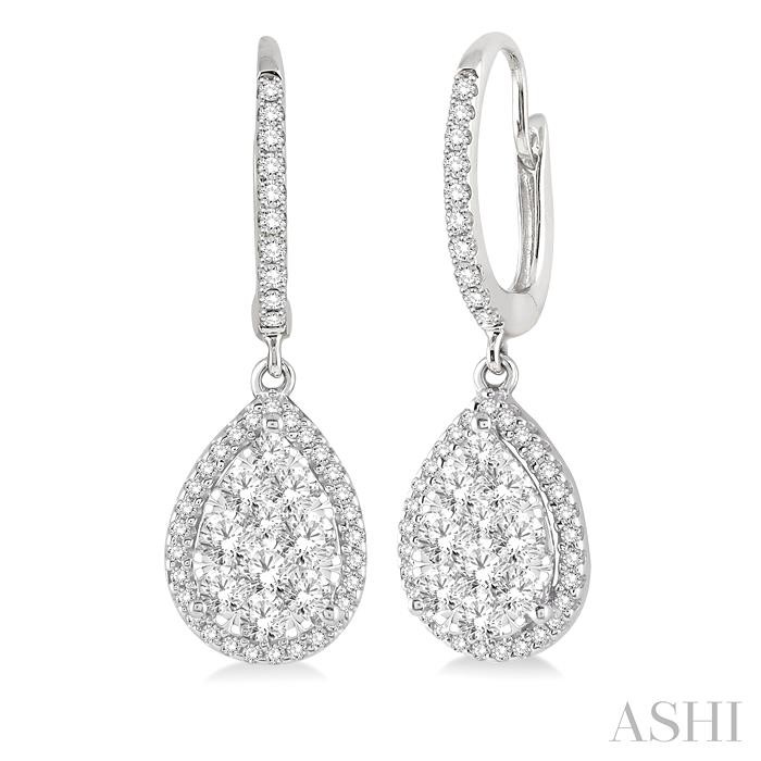 PEAR SHAPE HALO LOVEBRIGHT ESSENTIAL DIAMOND EARRINGS