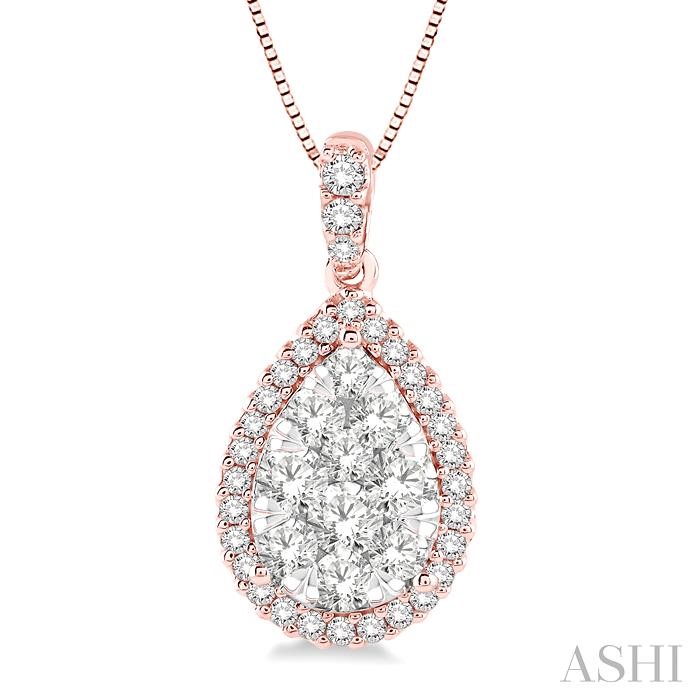 Pear Shape Halo Lovebright Essential Diamond Pendant