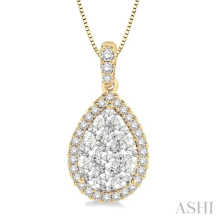 Pear Shape Halo Lovebright Essential Diamond Pendant