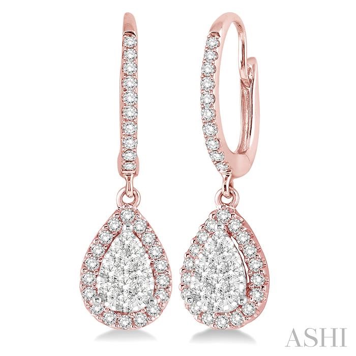 Pear Shape Halo Lovebright Essential Diamond Earrings