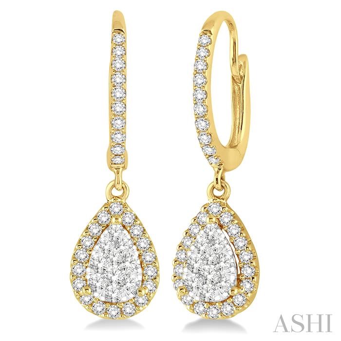 Pear Shape Halo Lovebright Essential Diamond Earrings