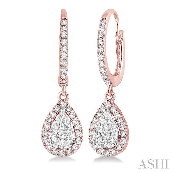 Pear Shape Halo Lovebright Essential Diamond Earrings