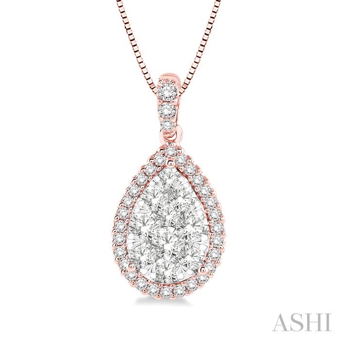 PEAR SHAPE HALO LOVEBRIGHT ESSENTIAL DIAMOND PENDANT