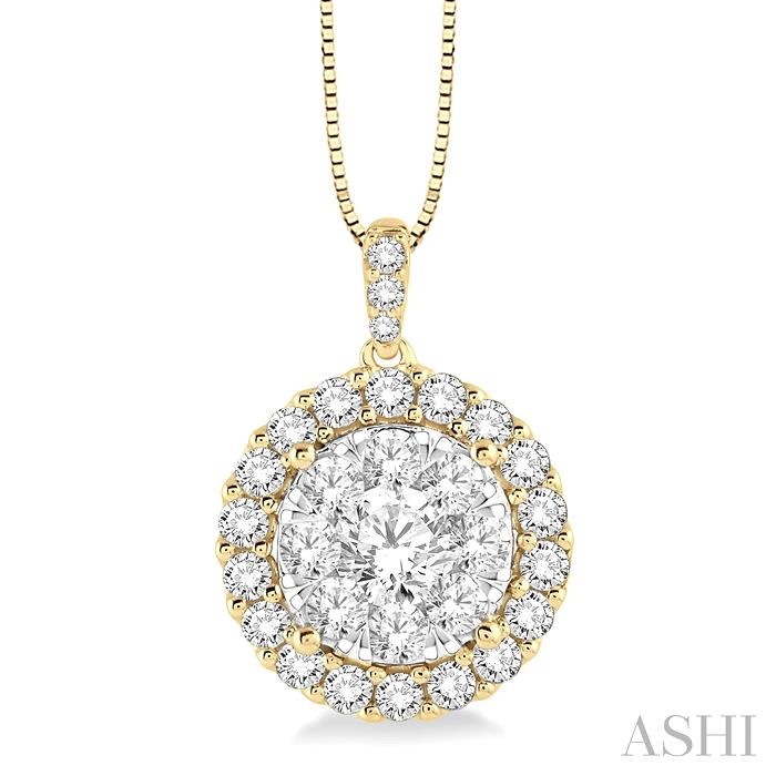 Round Shape Halo Lovebright Essential Diamond Pendant