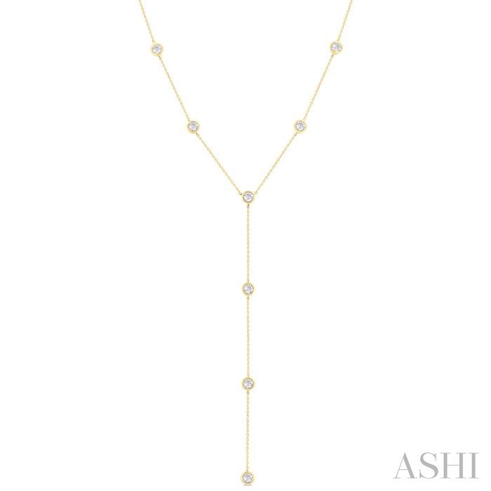 BEZEL SET DIAMOND STATION LARIAT Y NECKLACE