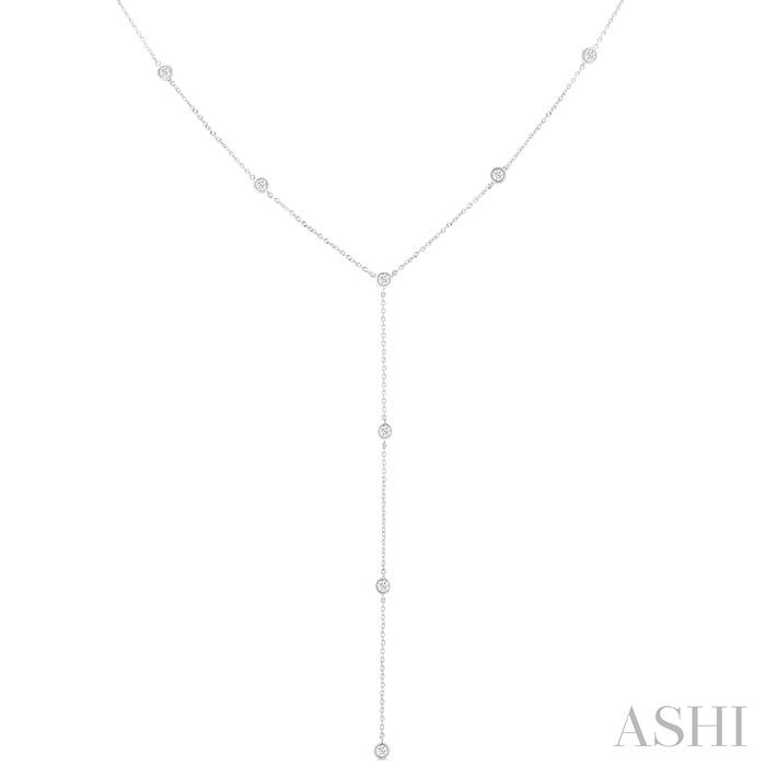 BEZEL SET DIAMOND STATION LARIAT Y NECKLACE