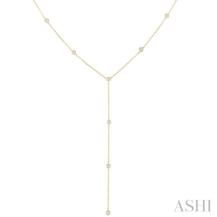 BEZEL SET DIAMOND STATION LARIAT Y NECKLACE