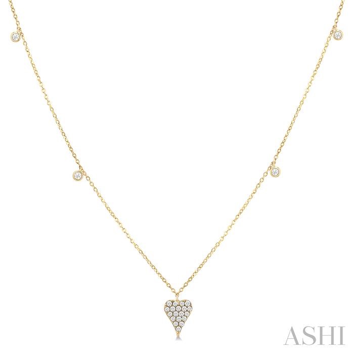 Heart Shape Diamond Station Necklace