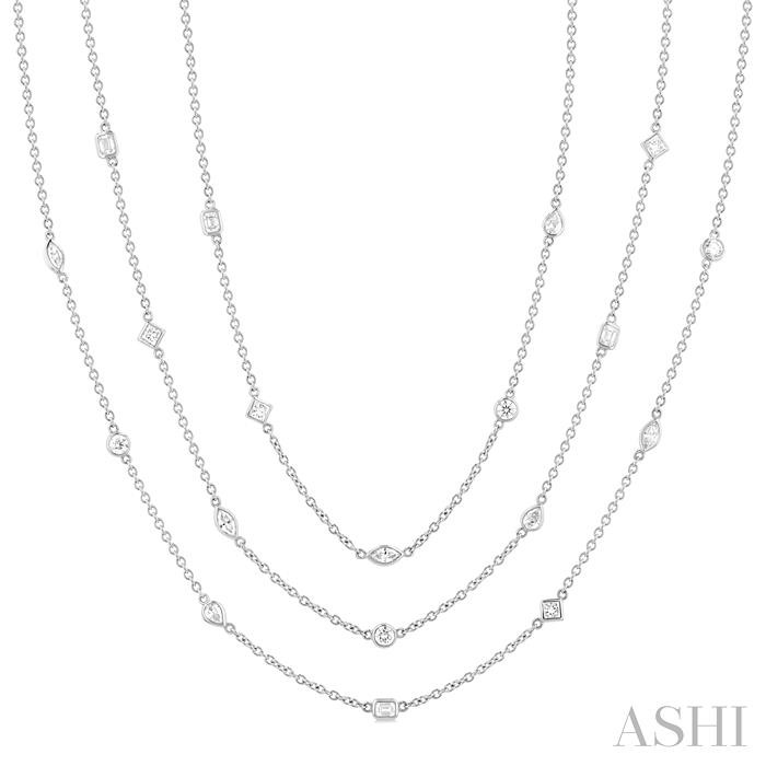 MIXED SHAPE LAYERED DIAMOND STATION NECKLACE