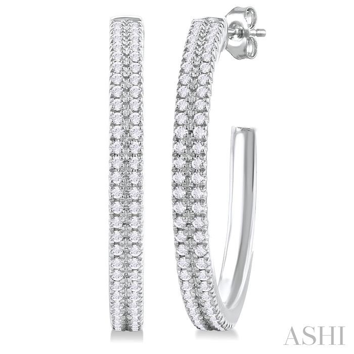 DOUBLE ROW DIAMOND HALF HOOP EARRINGS