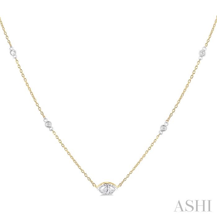 MARQUISE SHAPE BEZEL SET DIAMOND STATION NECKLACE