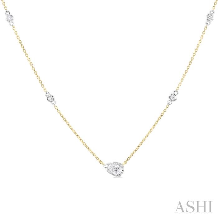 PEAR SHAPE BEZEL SET DIAMOND STATION NECKLACE