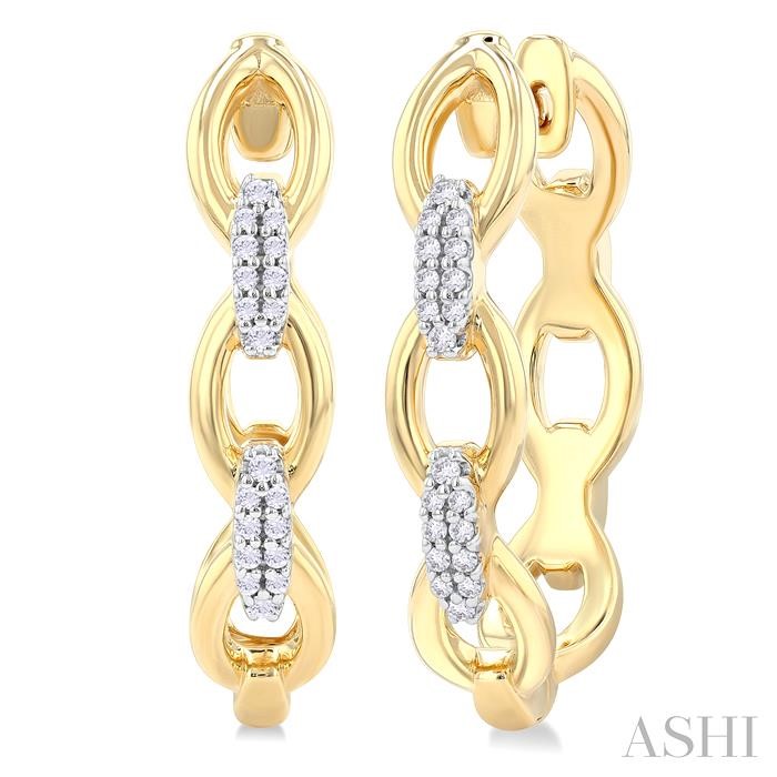 OPEN LINK DIAMOND FASHION HOOP EARRINGS