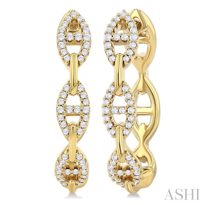 OPEN LINK DIAMOND FASHION HOOP EARRINGS