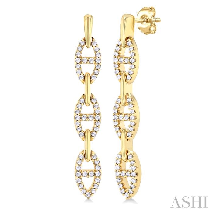 OPEN LINK DIAMOND FASHION LONG EARRINGS