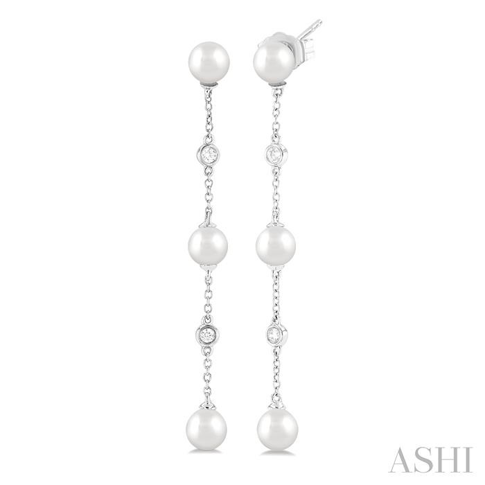 PEARL & DIAMOND STATION LONG EARRINGS