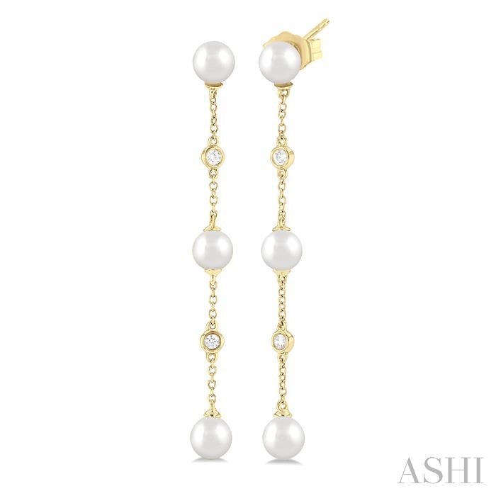 PEARL & DIAMOND STATION LONG EARRINGS