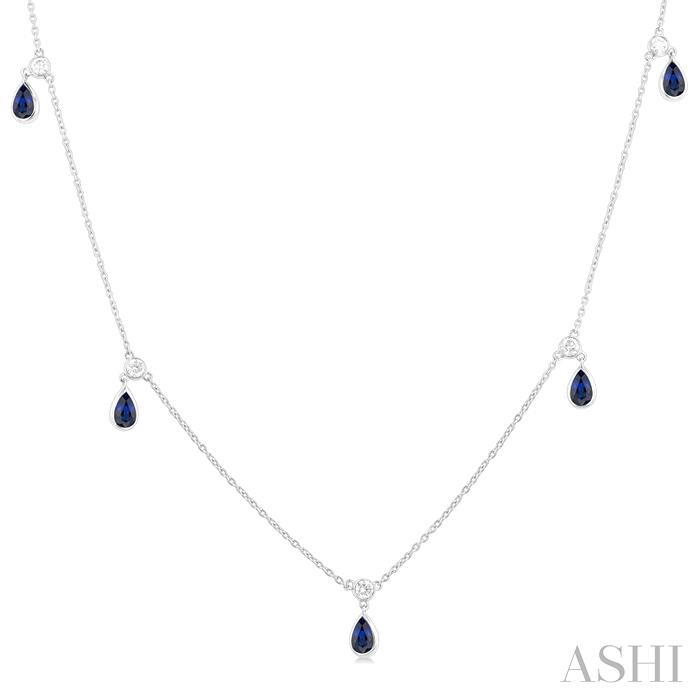 PEAR SHAPE GEMSTONE & DIAMOND STATION NECKLACE