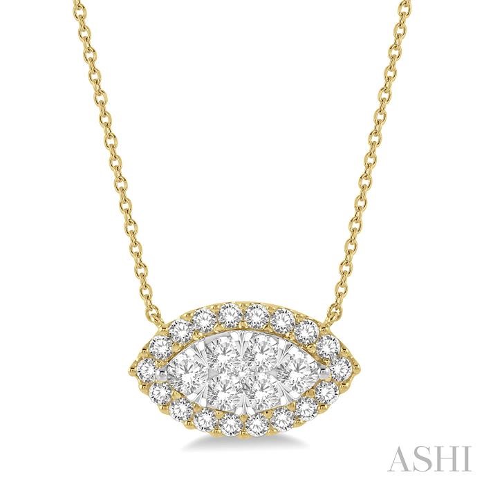 Marquise Shape East-West Halo Lovebright Essential Diamond Pendant