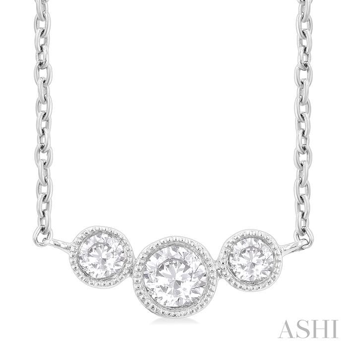 3 STONE BEZEL SET DIAMOND NECKLACE