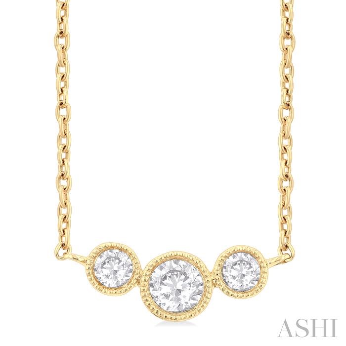 3 STONE BEZEL SET DIAMOND NECKLACE