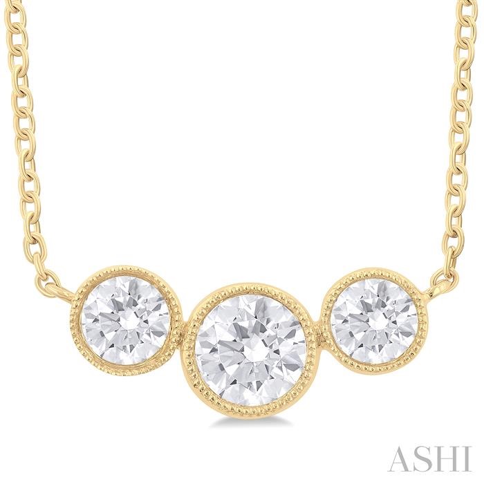 3 STONE BEZEL SET DIAMOND NECKLACE