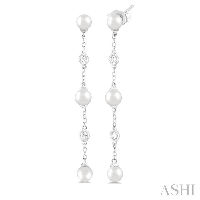 PEARL & DIAMOND STATION LONG EARRINGS