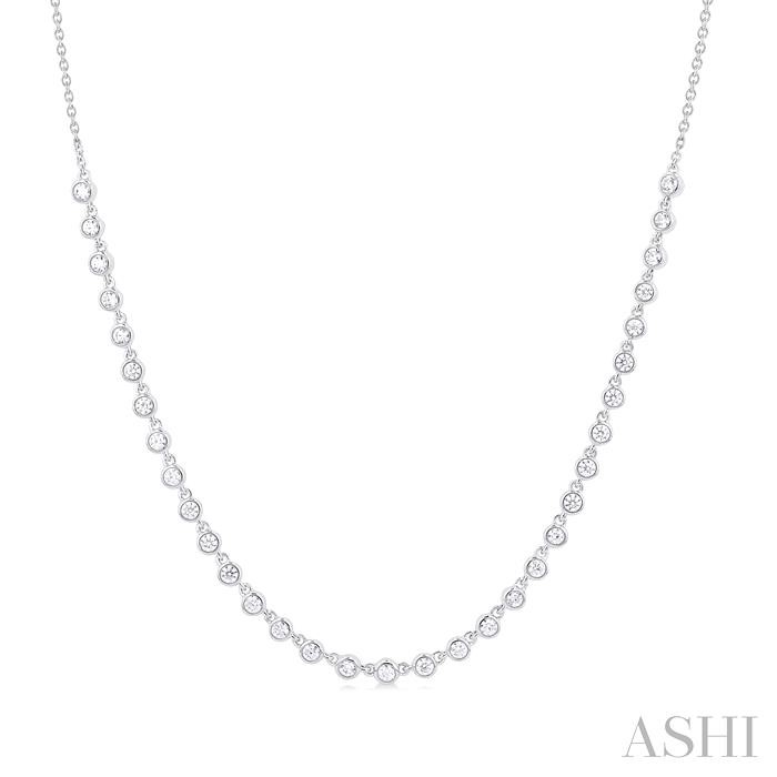 HALFWAY BEZEL SET DIAMOND TENNIS NECKLACE