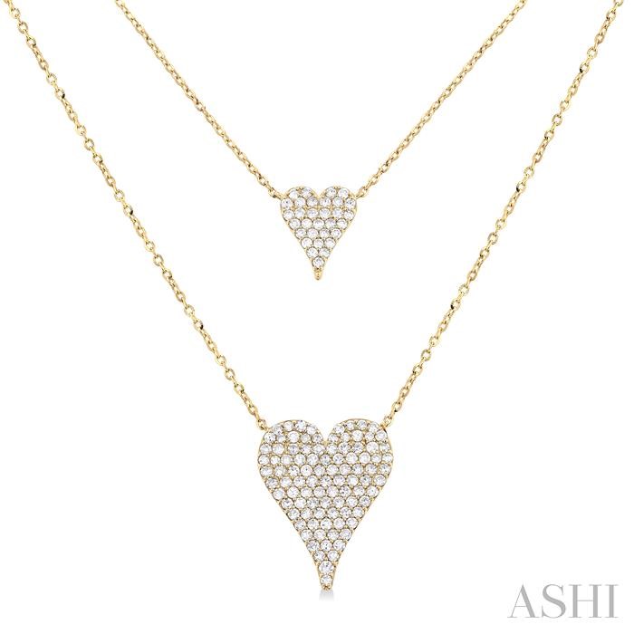 DOUBLE HEART SHAPE LAYERED DIAMOND NECKLACE