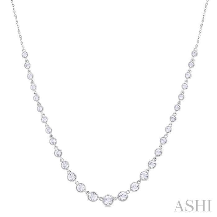 HALFWAY GRADUATED BEZEL SET DIAMOND TENNIS NECKLACE