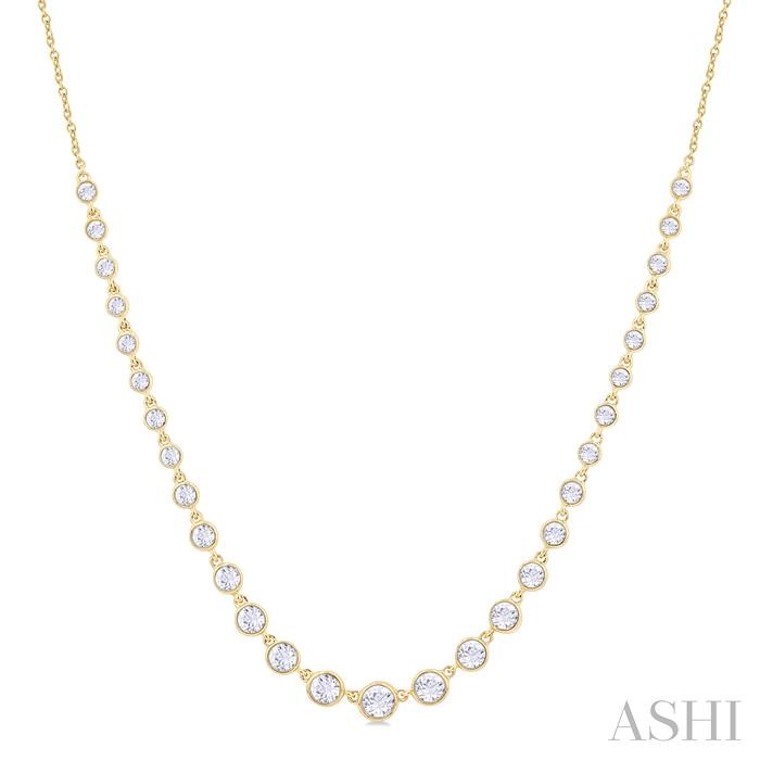 HALFWAY GRADUATED BEZEL SET DIAMOND TENNIS NECKLACE